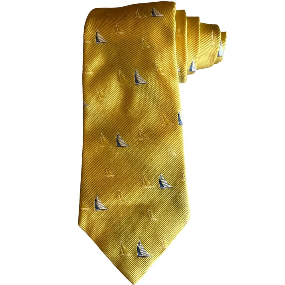 Brooks Brothers Silk Tie Yellow Sailboat Print